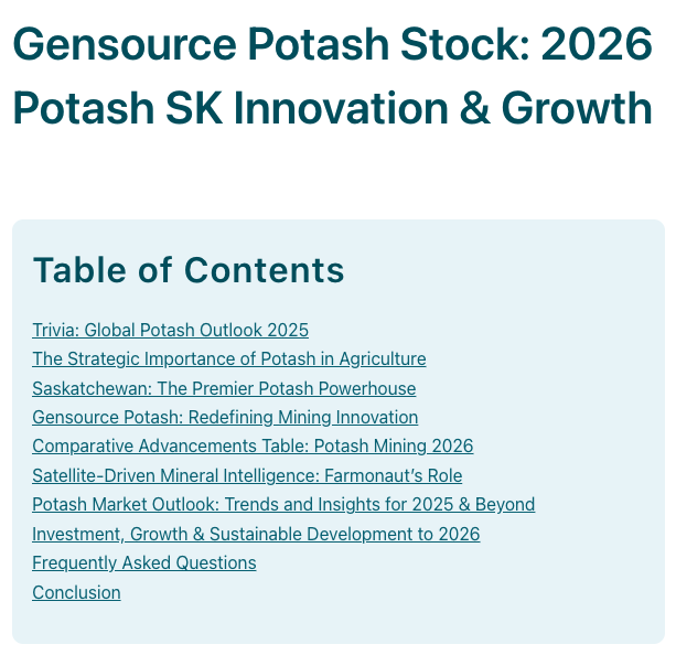 Gensource Potash Stock: 2026 Potash SK Innovation & Growth